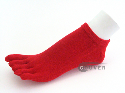 Red No-Show 5Finger Toed COUVER Toe Socks Wholesale, 6PAIRs