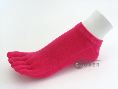 Hot-Pink No Show 5Fingers Toed COUVER Toe Socks Wholesale, 6PAIRs