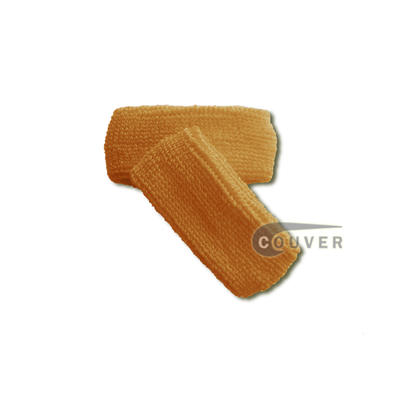 Couver Beige 1" thin cotton terry Sport wrist sweatbands, 3 Pairs