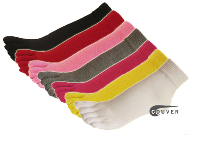 COUVER 5finger Toes Ankle Toe Socks Wholesale Mixed in Color, 6Pairs