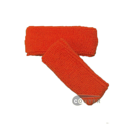 Dark Orange 1inch thin cotton terry wrist sweatbands, 3 Pairs