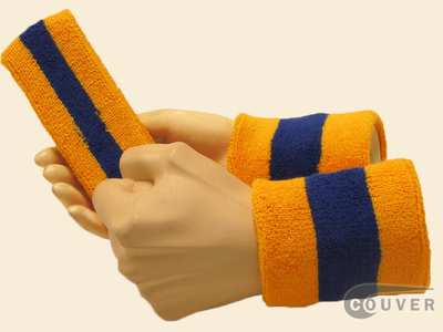 Gold Yellow Blue Gold Yellow 2color striped sweatbands set