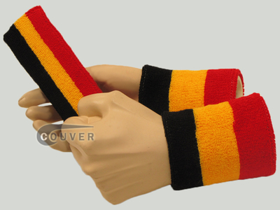 Black Golden Yellow Red 3color striped sweatbands set [3sets]