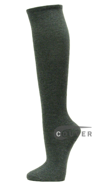 Charcoal Cotton Fashion/Casual Knee High Socks from Couver 6PAIRS