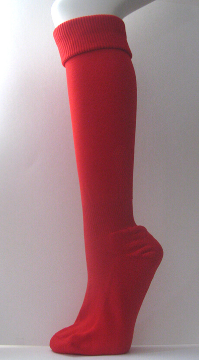 Red Youth Soccer Socks Plain Style Knee High Length  [3Pairs]