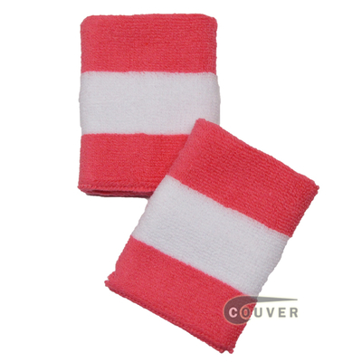 Bright Pink white Bright pink 2colored sports sweat wristbands wholesale