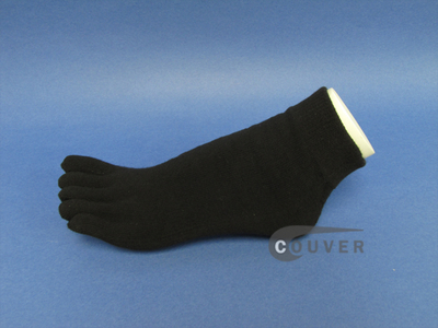 Thicker/Winter Black ankle toe socks terry cloth, 6 Pairs