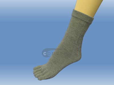Gray Couver 5 Fingers Toed Thick Toe Socks Quarter Wholesale, 6PRS