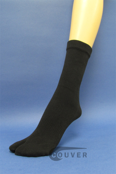 Couver Black Wholesale Split Toed Quarter High Toe Socks, 6PAIRS