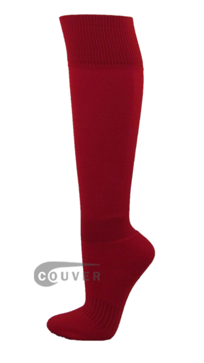 Dark Red Couver Plain Knee High Soccer Socks[3Pairs]