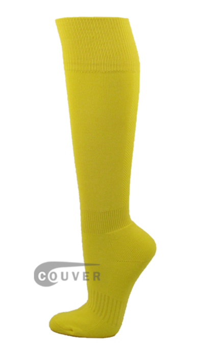 Bright Yellow Couver Plain Knee High Soccer Socks[3Pairs]