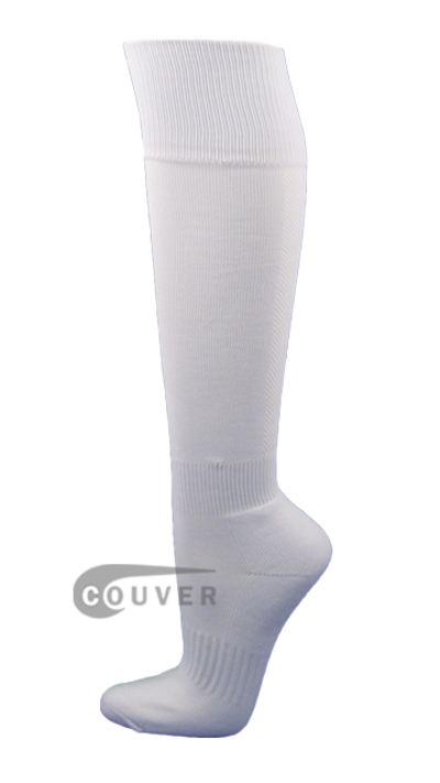 White Couver Plain Knee High Soccer Socks[3Pairs]