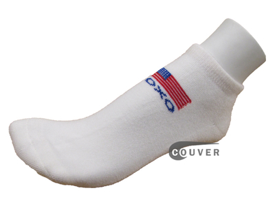 USA Flag on White Ankle Running/Athletic socks with cushion 3PAIRS