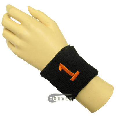 Black 2 1/2" wristband with Number 1(One) embroidered in Orange[1 Piece]