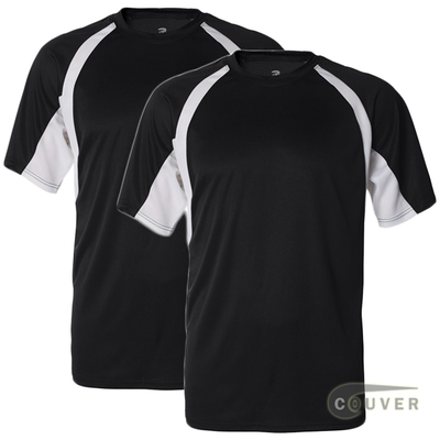 Badger Short Sleeve 2Tone Performance Tees 2Pieces Set - Black / White