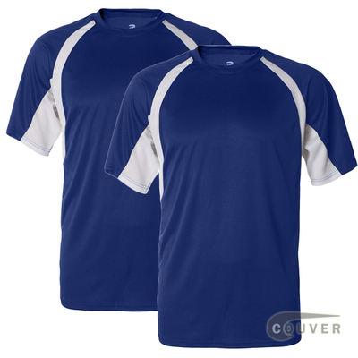 Badger Short Sleeve 2Tone Performance Tees 2Pieces Set - Blue / White