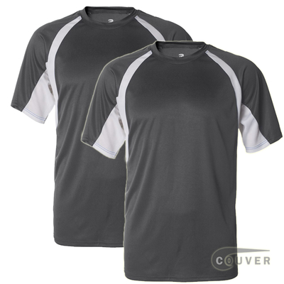Badger Short Sleeve 2Tone Performance Tee 2Pieces Set - Charcoal / White