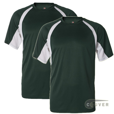 Badger Short Sleeve 2Tone Performance Tees 2Pieces Set - Forest / White