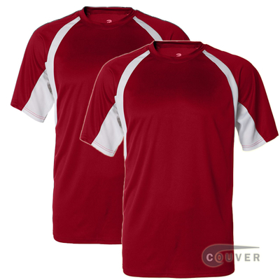 Badger Short Sleeve 2Tone Performance Tees 2Pieces Set - Red / White
