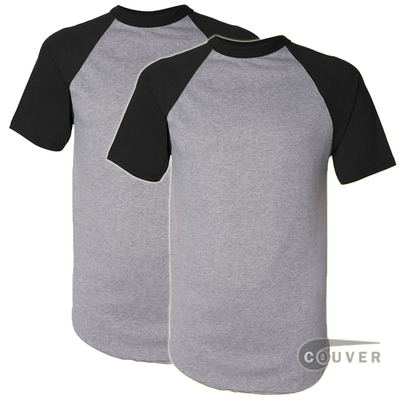 Augusta Sportswear 50/50 S-Sleeve Raglan T-Shirt Gray/Black 6 Pieces Set