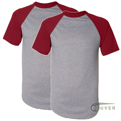 Augusta Sportswear 50/50 S-Sleeve Raglan T-Shirt Gray/Red 6 Pieces Set