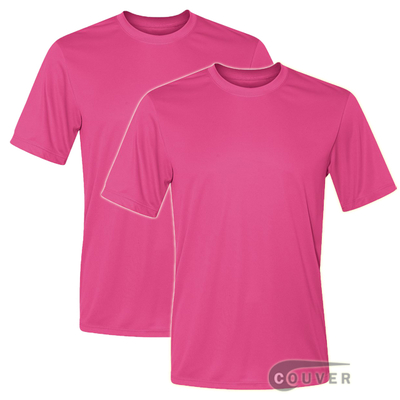 Hanes Short Sleeve Cool Dri UPF 50+ Performance Bright Pink -2Piece Set