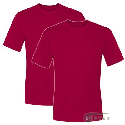 Hanes Short Sleeve Cool Dri UPF 50+ Performance  Dark Red  -2Piece Set
