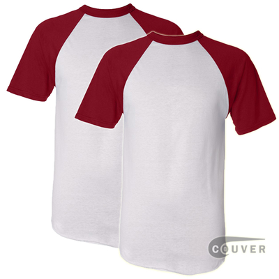 Augusta Sportswear 50/50 S-Sleeve Raglan T-Shirt White/Red 6 Pieces Set