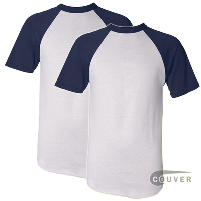 Augusta Sportswear 50/50 S-Sleeve Raglan T-Shirt White/Navy 6 Pieces Set