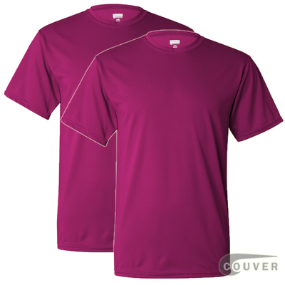 100% Poly Moisture Wicking T-Shirt - 2 Pieces Set(Hot Pink)