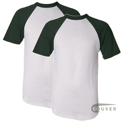 Augusta Sportswear 50/50 S-Sleeve Raglan T-Shirt White/Dark Green 6 Pcs