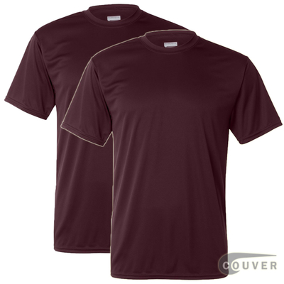 100% Poly Moisture Wicking T-Shirt - 2 Pieces Set(Maroon)