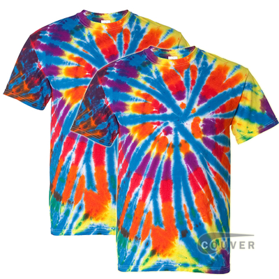 Tie-Dyed Rainbow Cut-Spiral Short Sleeve T-Shirt - 2 Piece Set - Classic