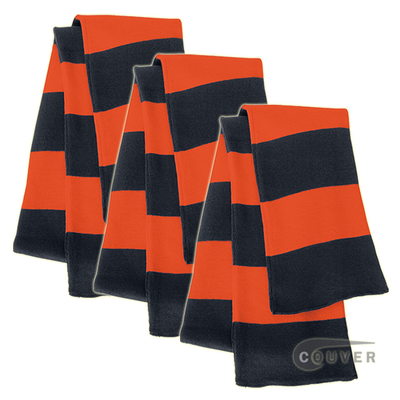 Navy/Orange Sportsman Rugby Striped Knit Scarf - 3Pieces