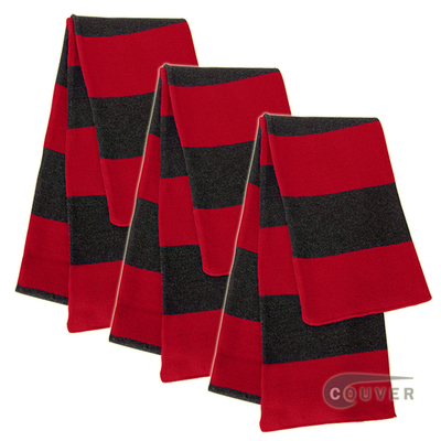Red/Charcoal Stripe Knit Scarf[Taking order w/ 300pc Min QTY, 3mon delv]