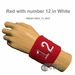 Red 2 1/2" Tall Wristband w/ an Embroidered Number in White Text (1PC)