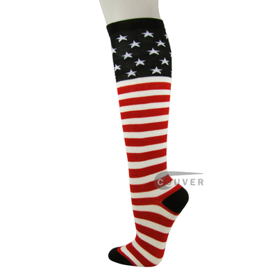 USA Flag Stars and Stripes Knee High American Pride Flag Socks[6 Pairs]