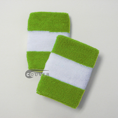 Couver Lime Green White 2 colored sports sweat wristbands wholesale