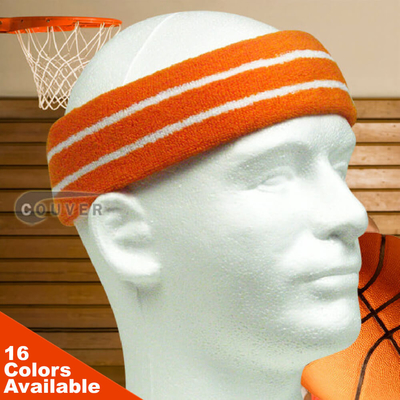 Premium Quality Basketball Sweat Headband Pro with 2 Stripes [3 pieces]