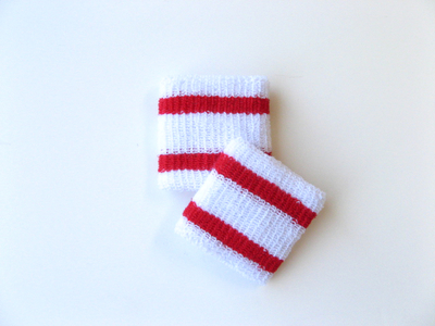 Wholesale Kids Youth Boys 2 Red Stripes Sweat Wristband [6pairs]