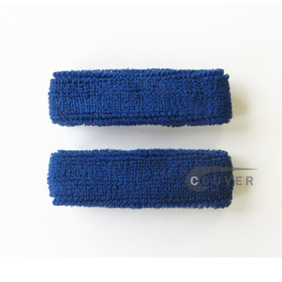 Blue 1inch thin cotton terry wrist sweatbands, 3 Pairs