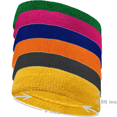 Sports Head bands Pro(Longer Thicker & Wider) Mixed in Color [6Pieces]