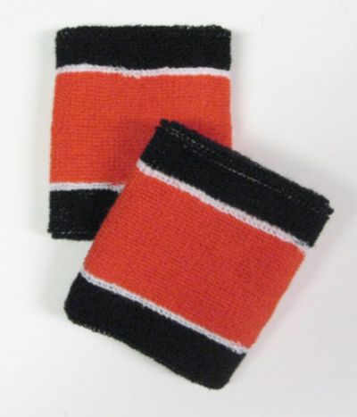 Wholesale Black Dark_Orange 2 colored Sport Wristbands [6 pairs]