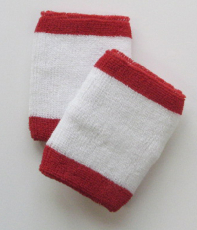 Red_White 2 colored Sport Cotton Wrist bands [6 pairs]