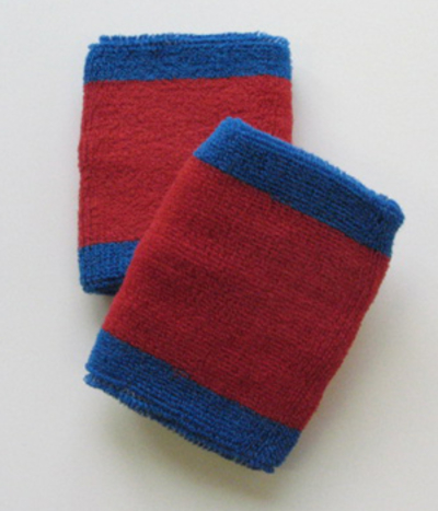 Blue Red 2 colored Cotton Sport Wrist bands [6 pairs]