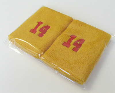 Custom Numbers embroidered Men's Golden Yellow wristband Sample