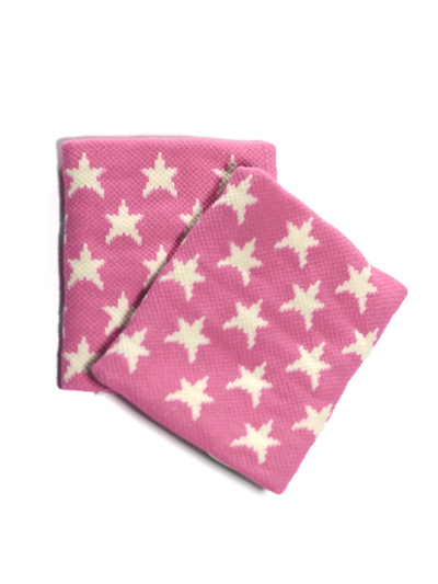 White Stars on Bright Pink Wristband for Girls&Teens [2pairs]