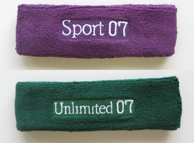 Custom Logo Embroidered Headband Sample Purple Green