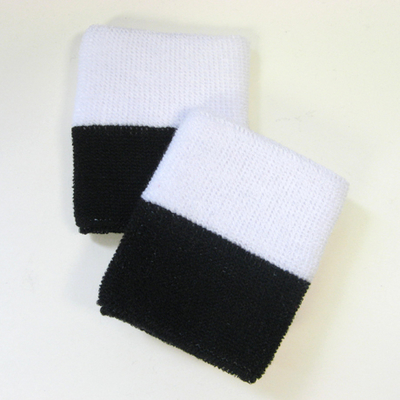 Wholesale Black White 2-colored Sports Wristbands [6 pairs]