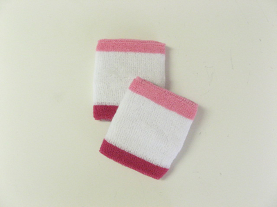 White w/ Hot-Pink and Pink trim sports sweat Wrist bands [6pair]